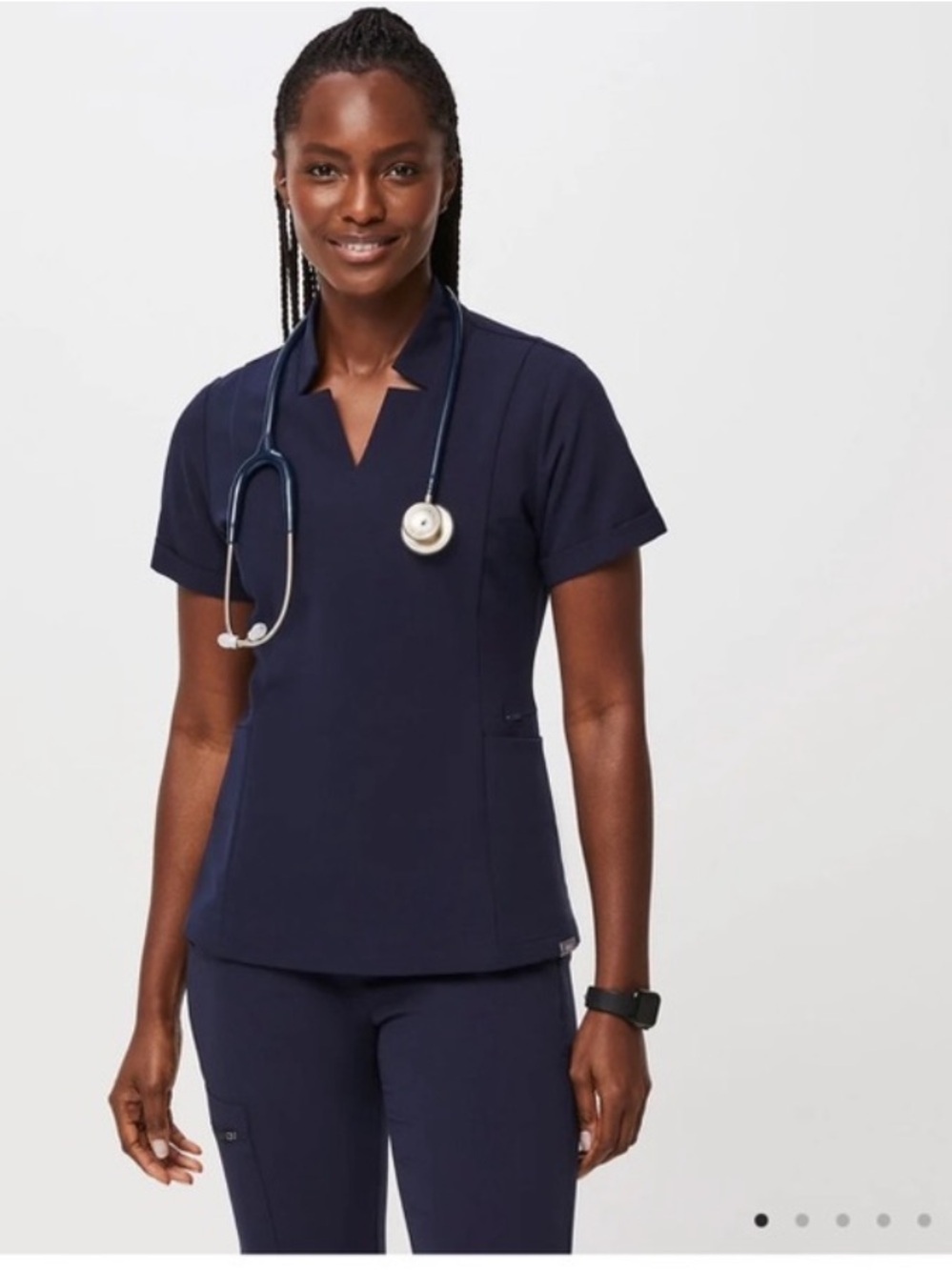 Figs Inala Slim Scrub Top Navy size XL